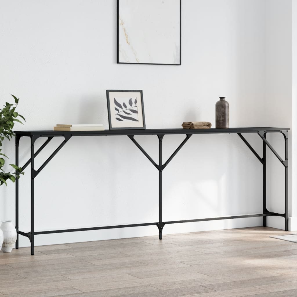 Table console noir 200x29x75 cm bois d'ingénierie - Xios Store SNC