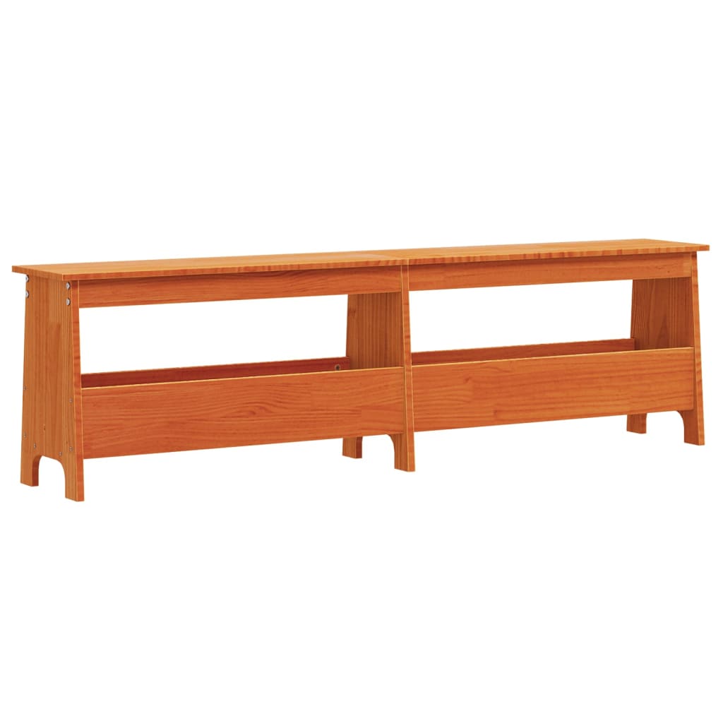 Banc d'entrée cire marron 160x28x45 cm bois de pin massif Bancs coffres vidaXL   