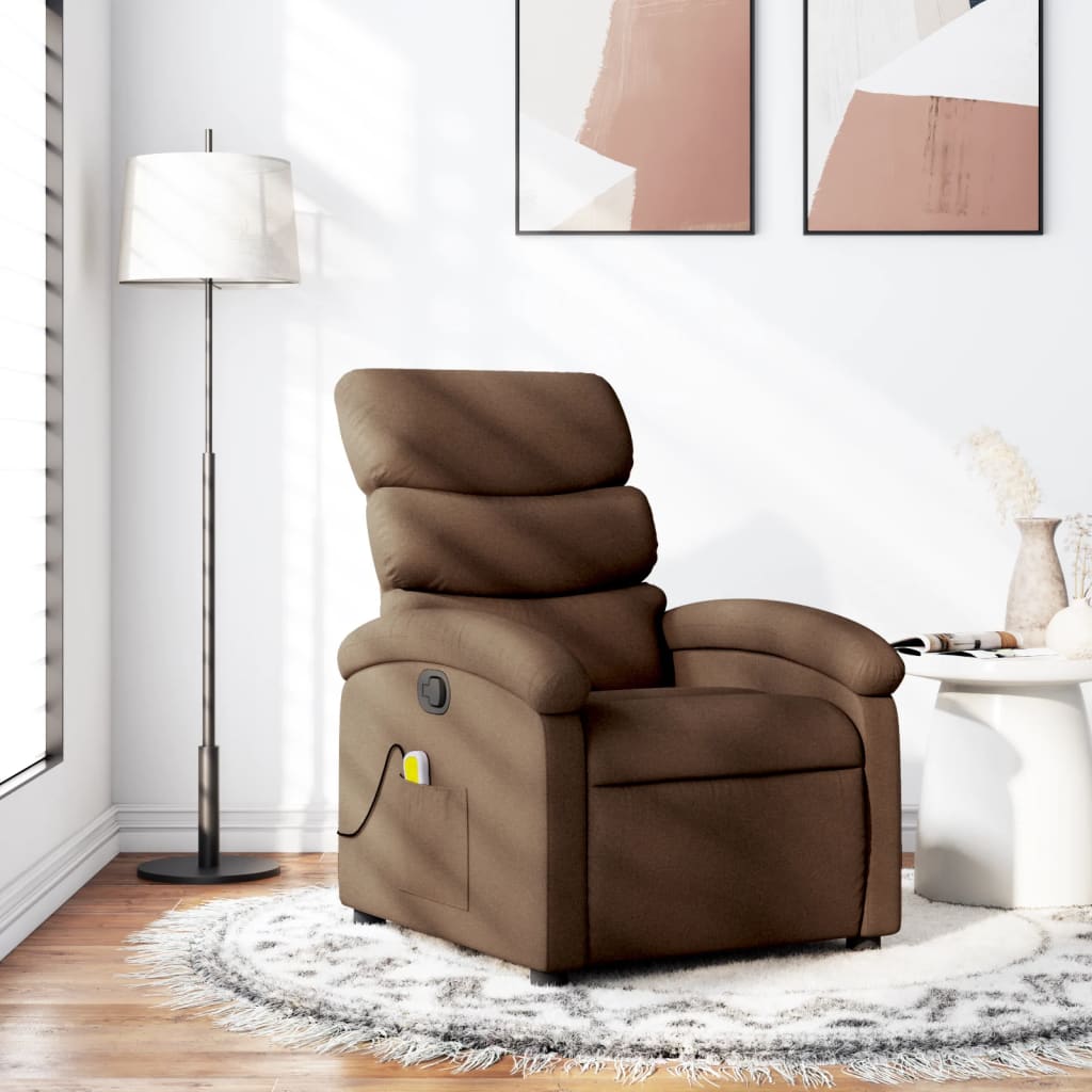 Fauteuil de massage inclinable Marron Tissu Fauteuils vidaXL   