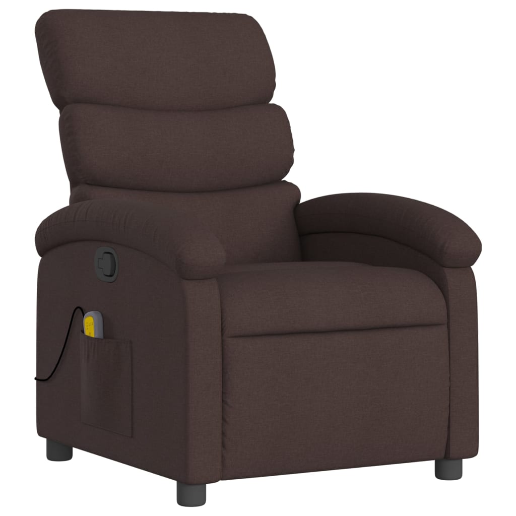 Fauteuil de massage inclinable Marron foncé Tissu Fauteuils vidaXL   