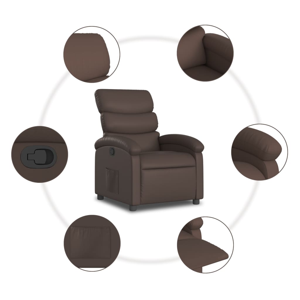 Fauteuil inclinable Marron Similicuir Fauteuils vidaXL   