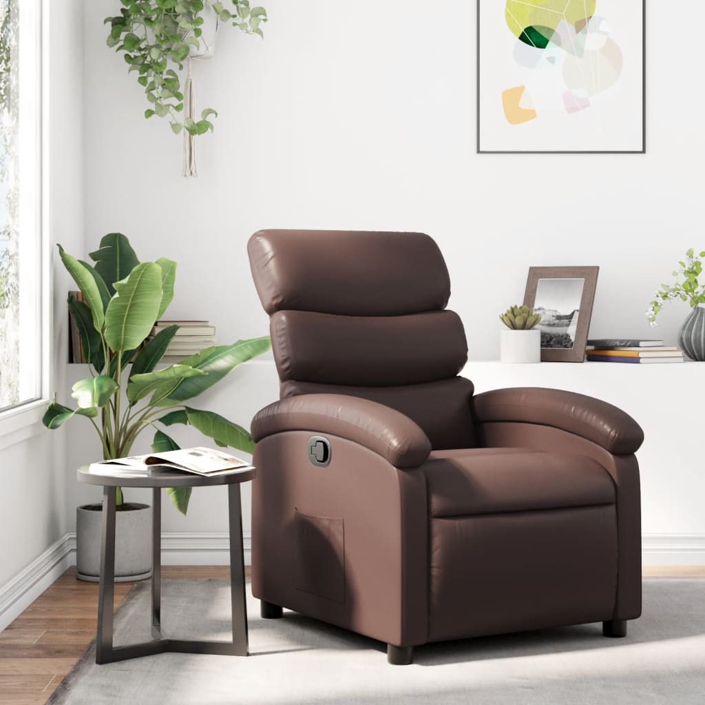 Fauteuil inclinable Marron Similicuir Fauteuils vidaXL   