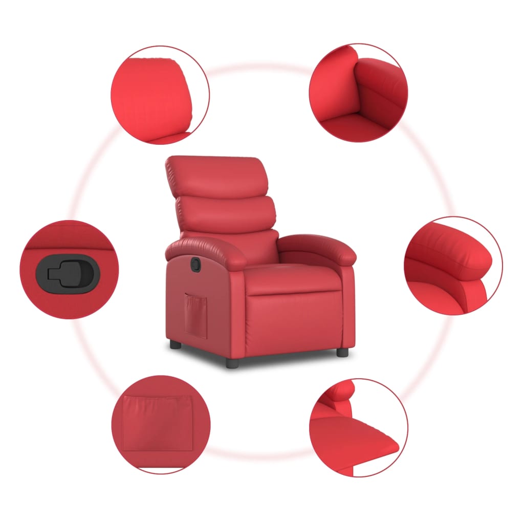 Fauteuil inclinable Rouge Similicuir Fauteuils vidaXL   