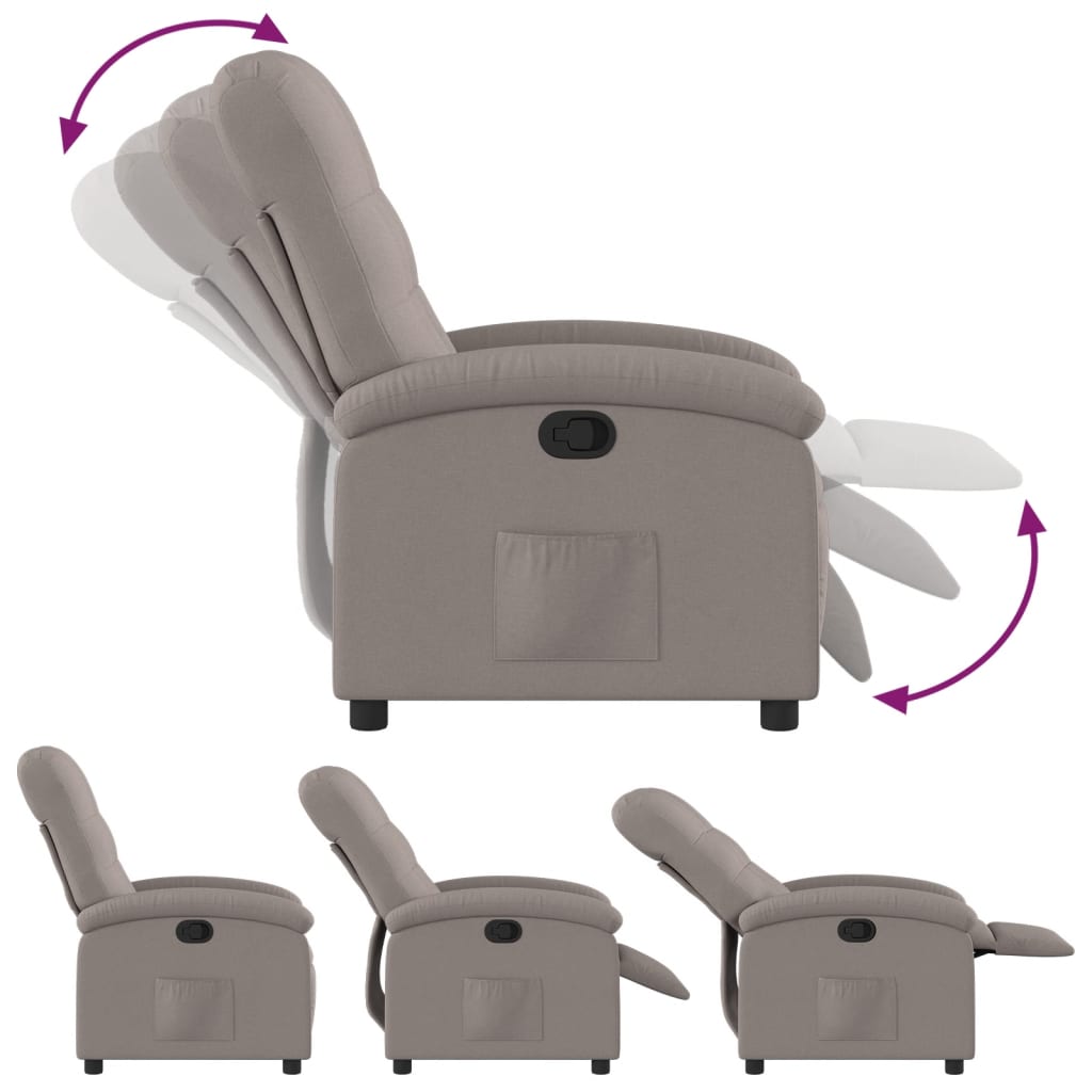 Fauteuil inclinable Taupe Tissu Fauteuils vidaXL   