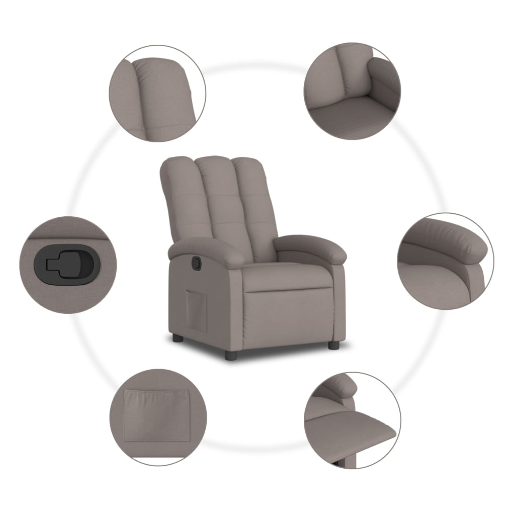 Fauteuil inclinable Taupe Tissu Fauteuils vidaXL   