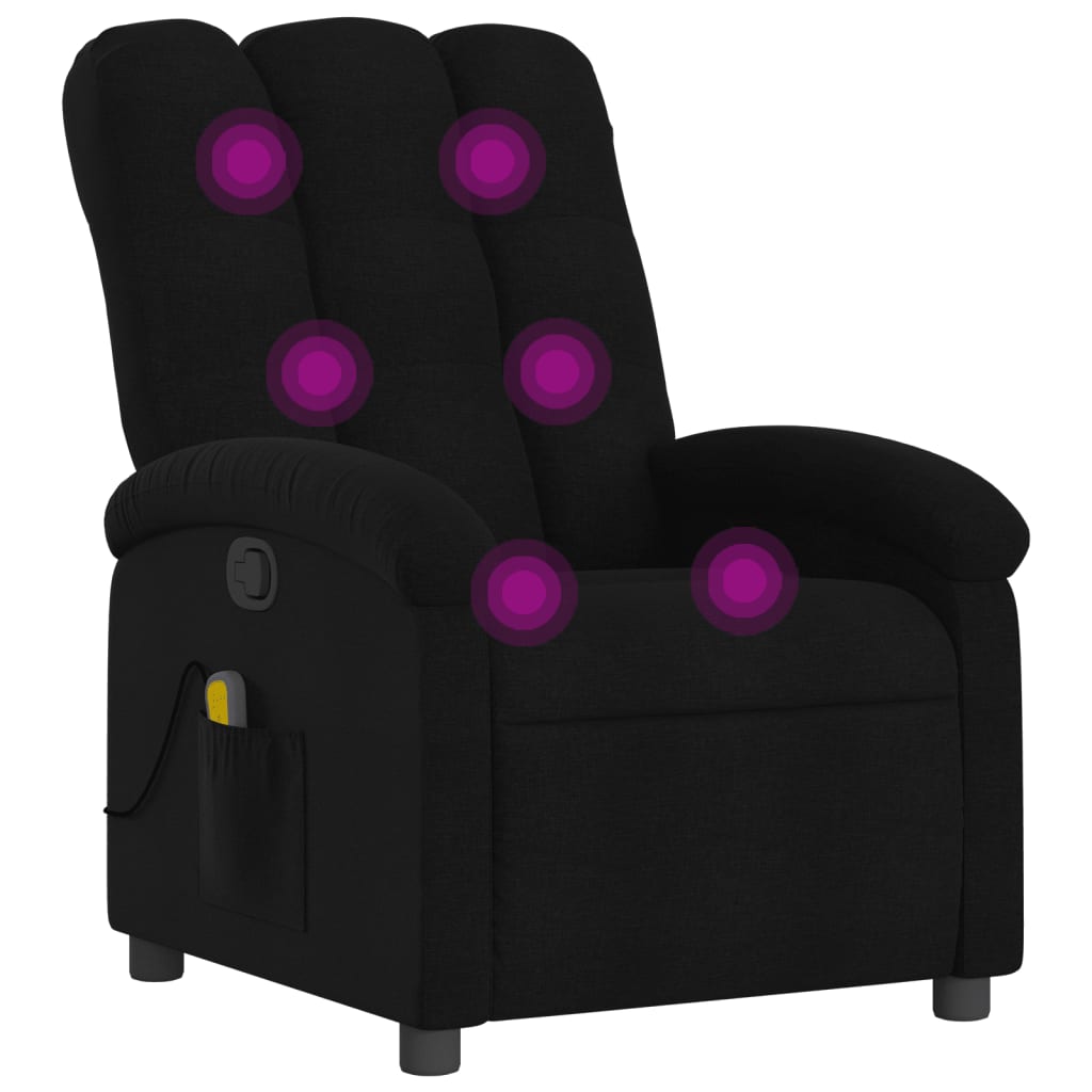 Fauteuil de massage inclinable Noir Tissu Fauteuils vidaXL   