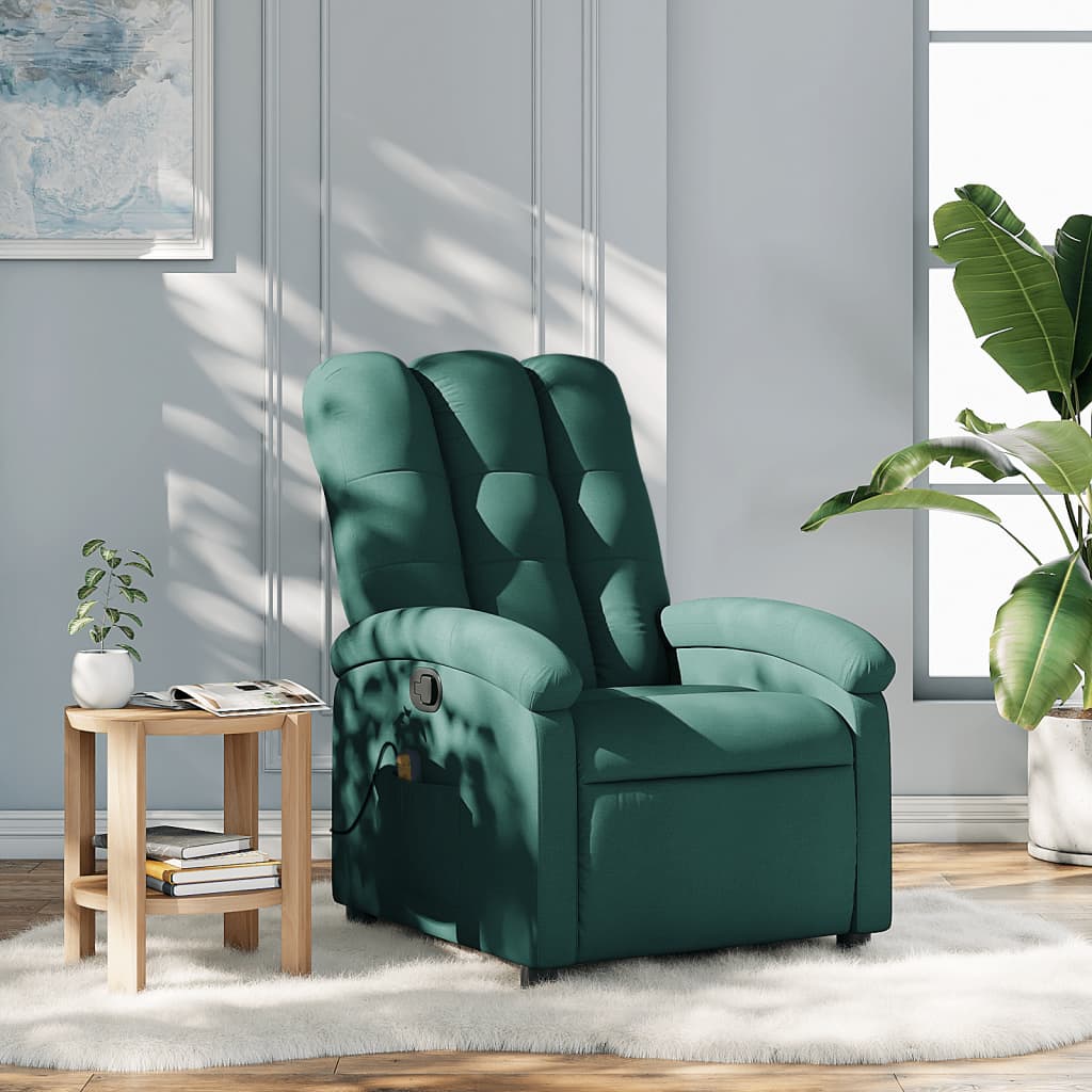 Fauteuil de massage inclinable Vert foncé Tissu Fauteuils vidaXL   