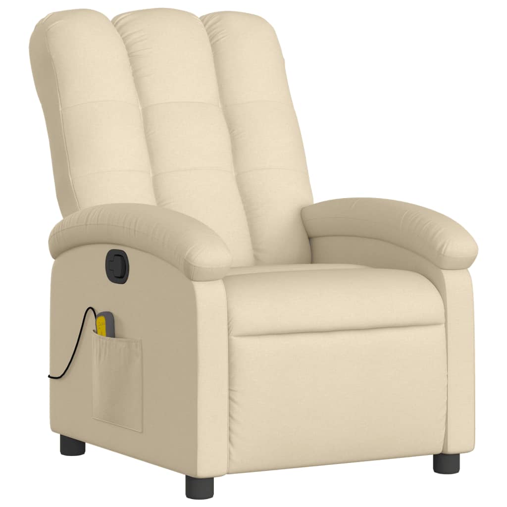 Fauteuil de massage inclinable Crème Tissu Fauteuils vidaXL   