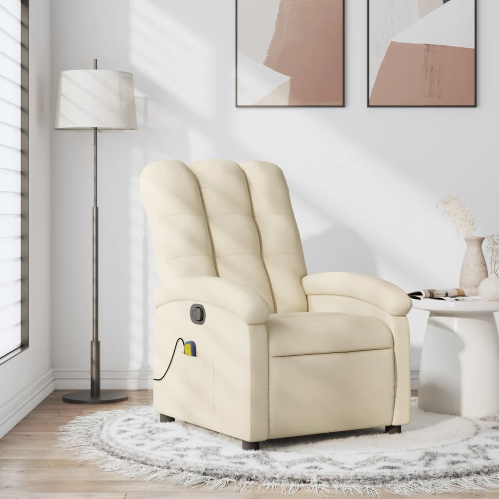 Fauteuil de massage inclinable Crème Tissu Fauteuils vidaXL   