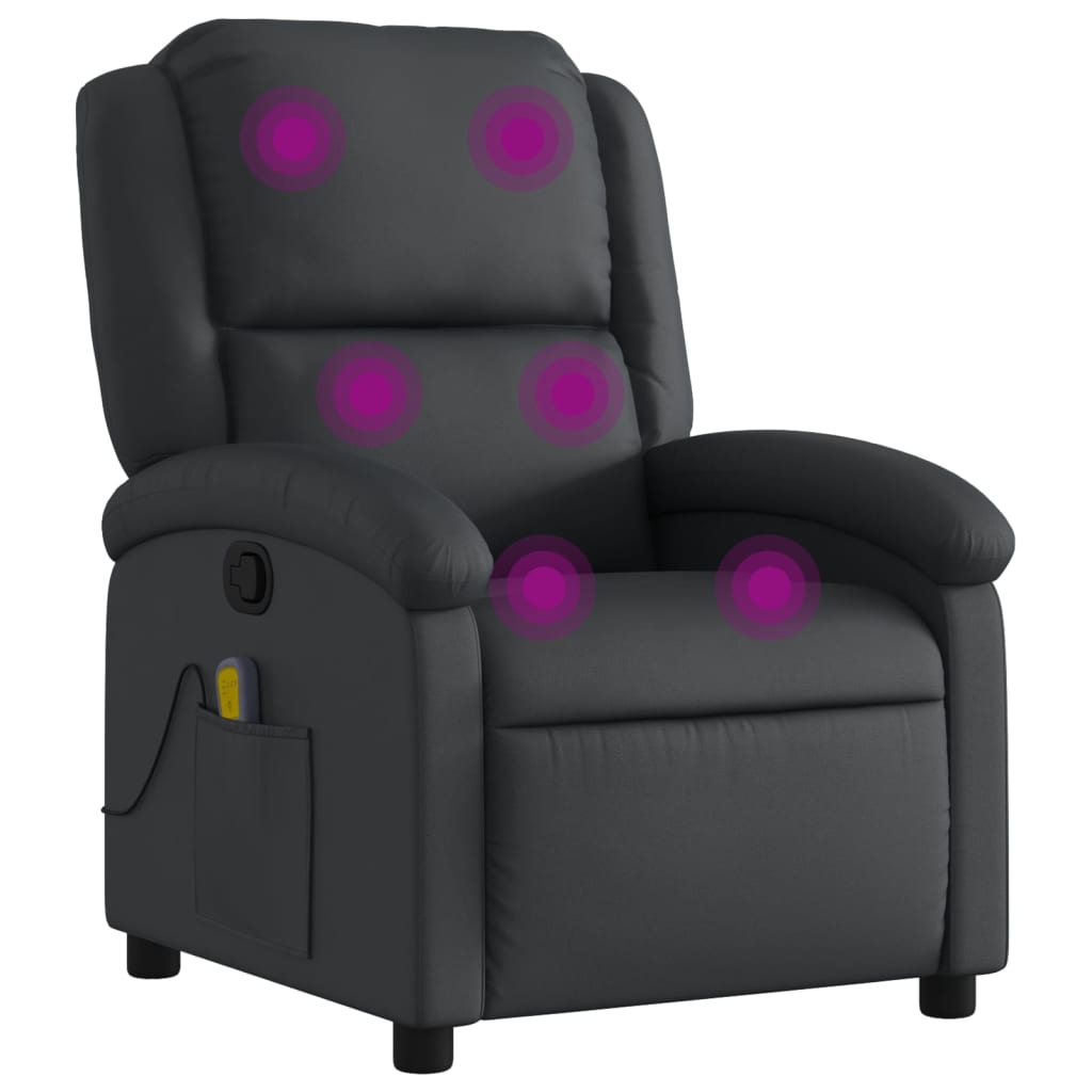 Fauteuil de massage inclinable noir cuir véritable Fauteuils vidaXL   