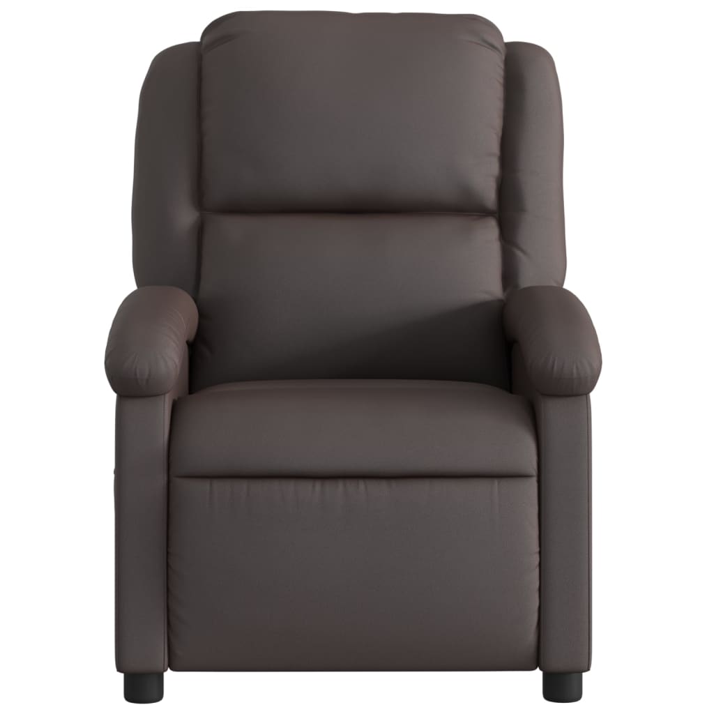 Fauteuil inclinable de massage marron foncé cuir véritable Fauteuils vidaXL   