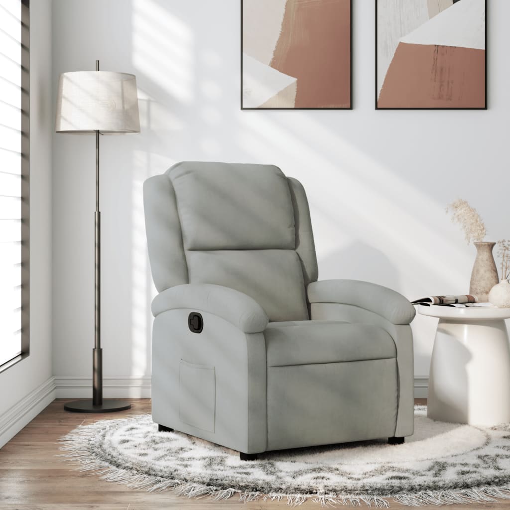 Fauteuil inclinable gris clair velours Fauteuils vidaXL   