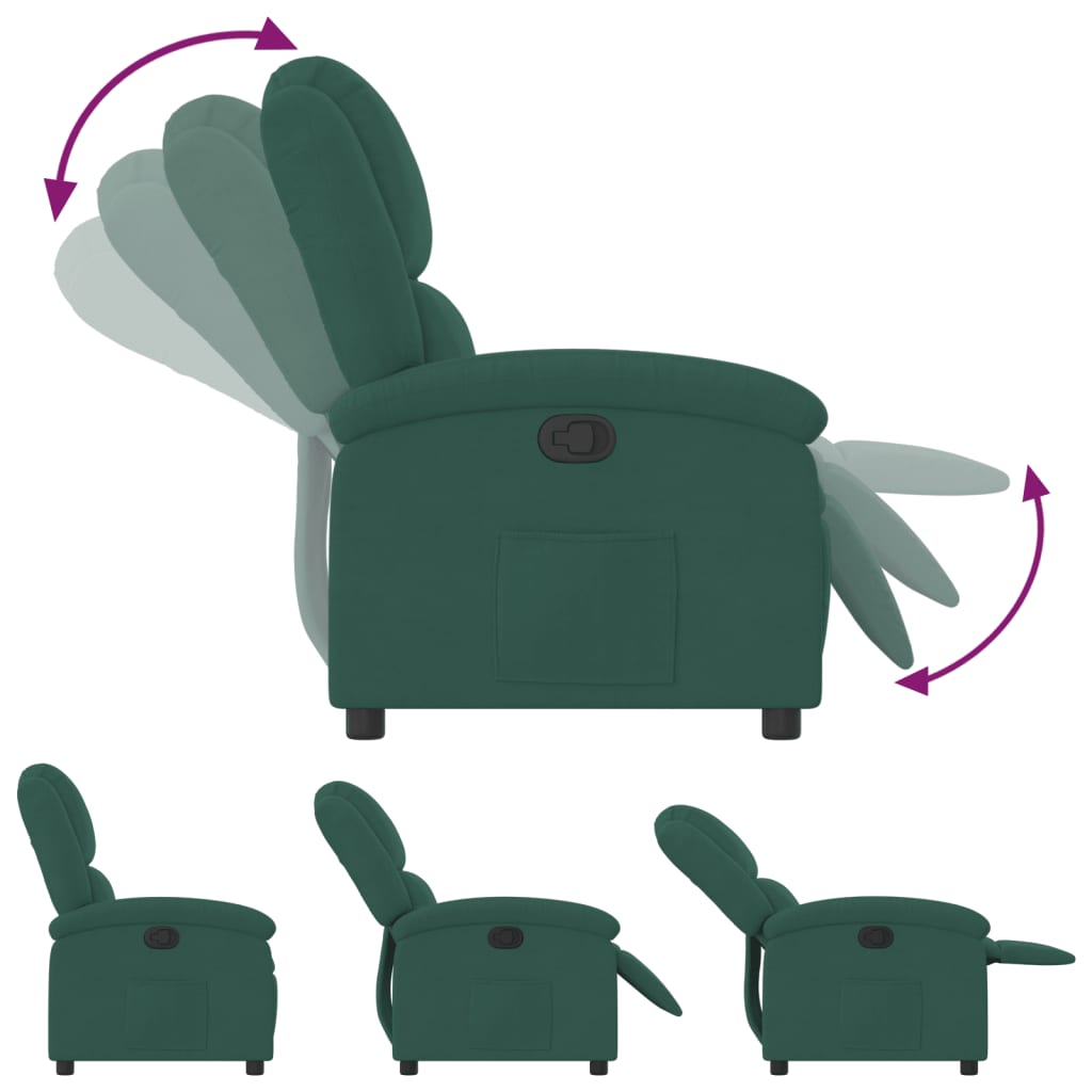 Fauteuil inclinable vert foncé velours - Xios Store SNC