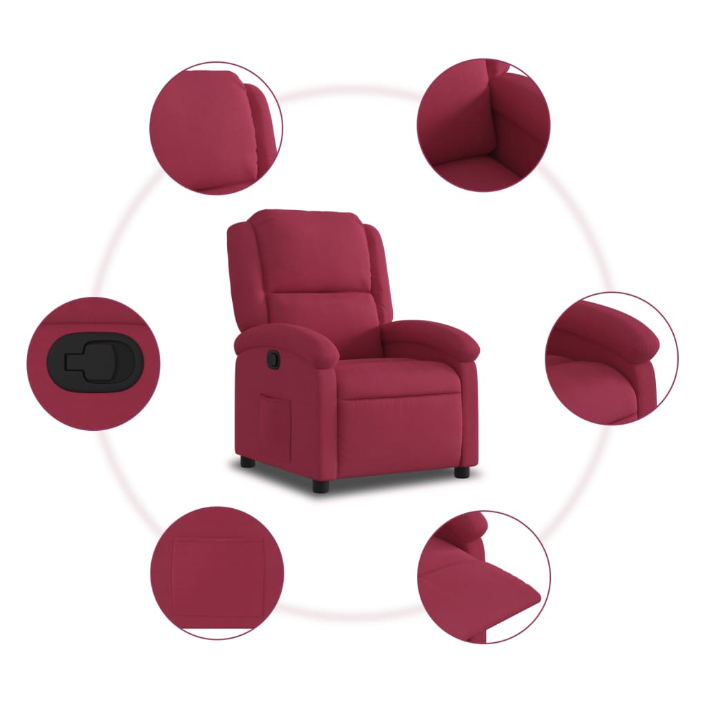 Fauteuil inclinable rouge bordeaux velours - Xios Store SNC