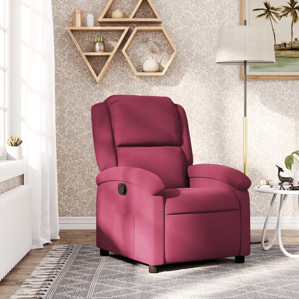 Fauteuil inclinable rouge bordeaux velours - Xios Store SNC