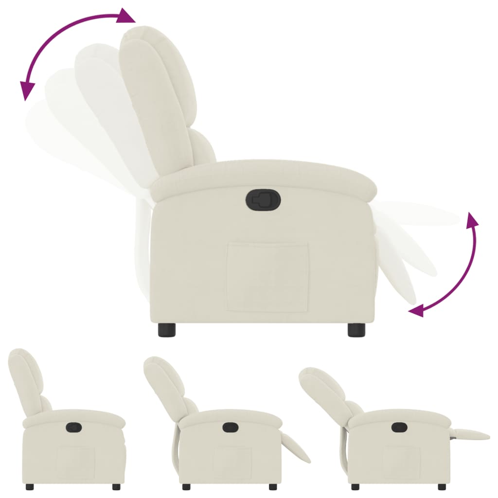 Fauteuil inclinable Crème Velours - Xios Store SNC