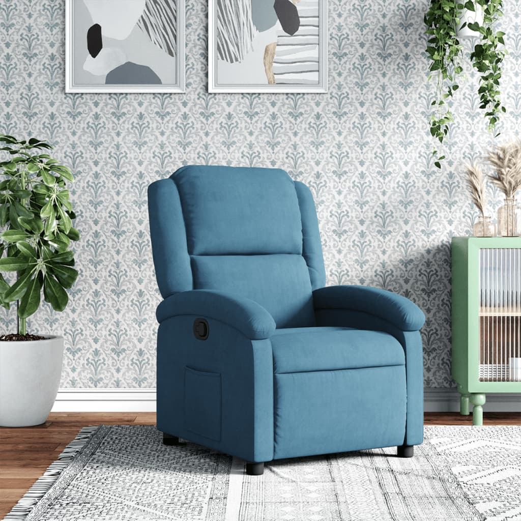 Fauteuil inclinable bleu velours - Xios Store SNC