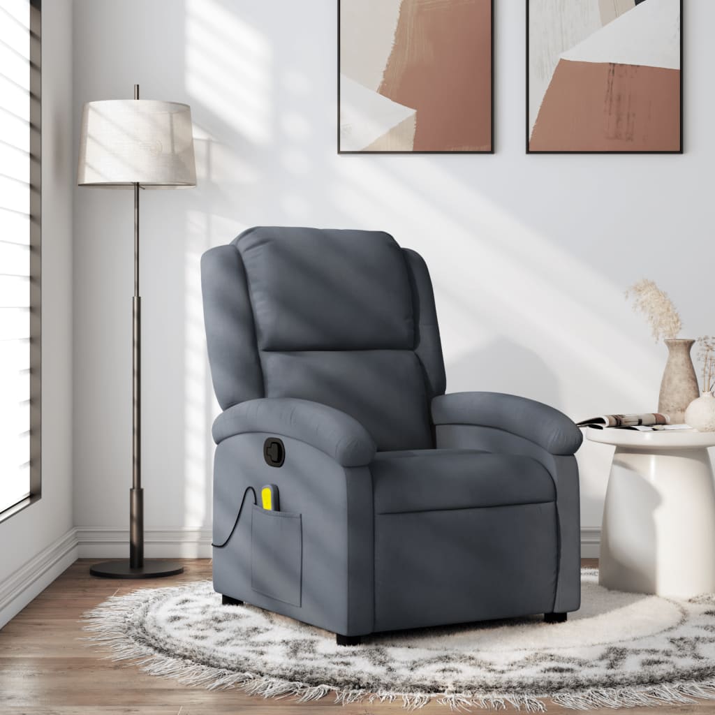 Fauteuil de massage inclinable gris foncé velours Fauteuils vidaXL   