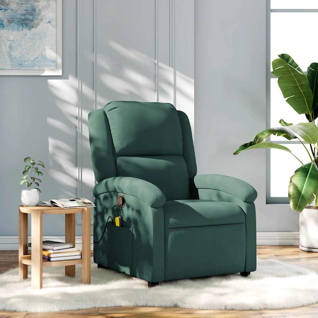 Fauteuil de massage inclinable vert foncé velours Fauteuils vidaXL   