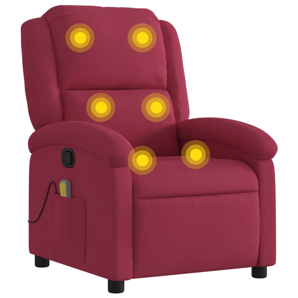 Fauteuil de massage inclinable rouge bordeaux velours Fauteuils vidaXL   