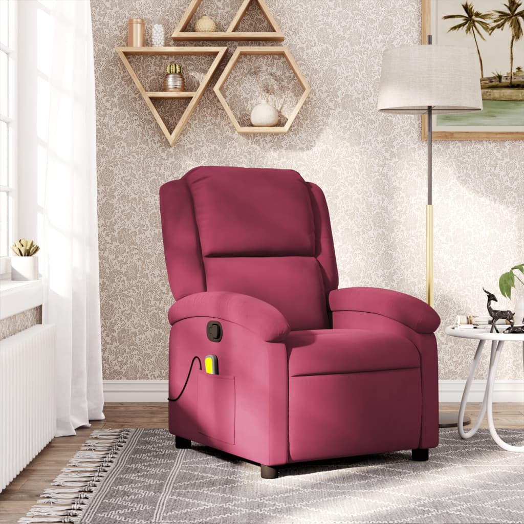 Fauteuil de massage inclinable rouge bordeaux velours Fauteuils vidaXL   