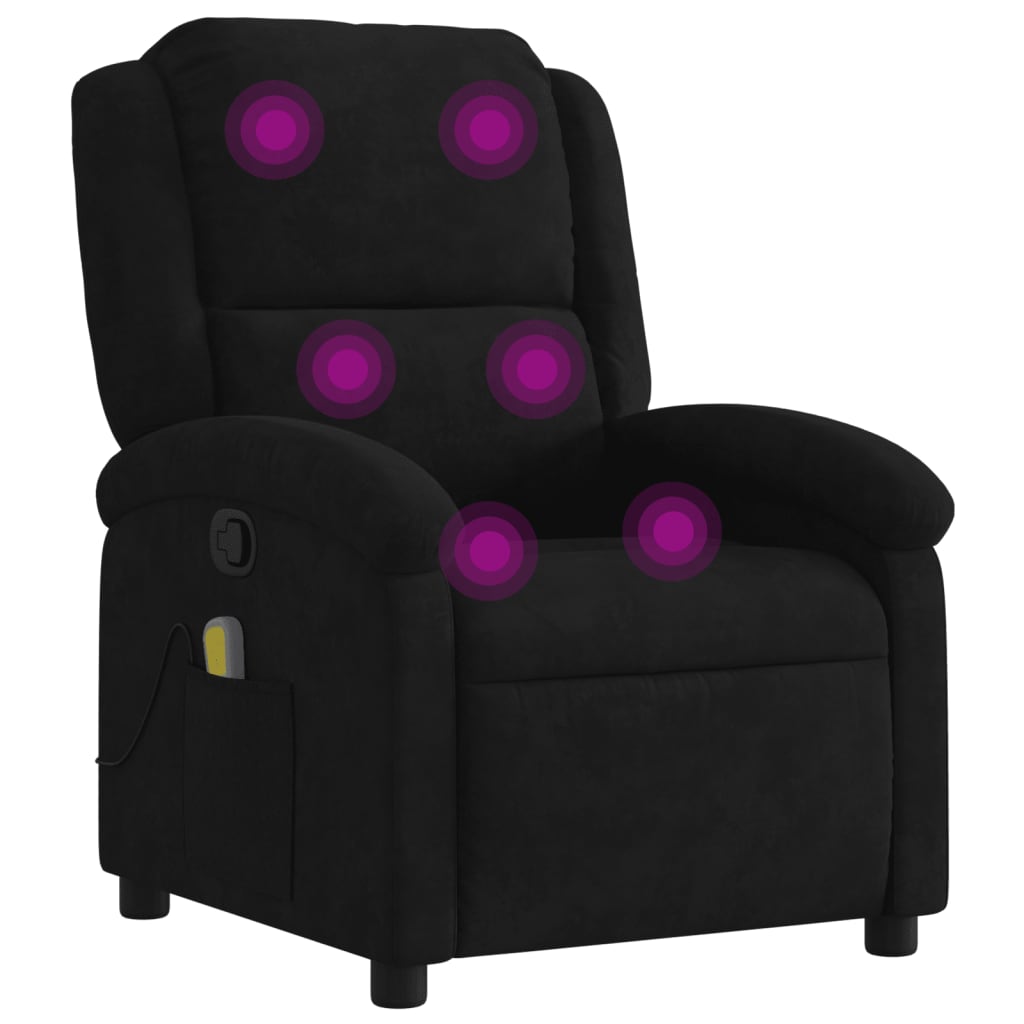 Fauteuil de massage inclinable noir velours Fauteuils vidaXL   