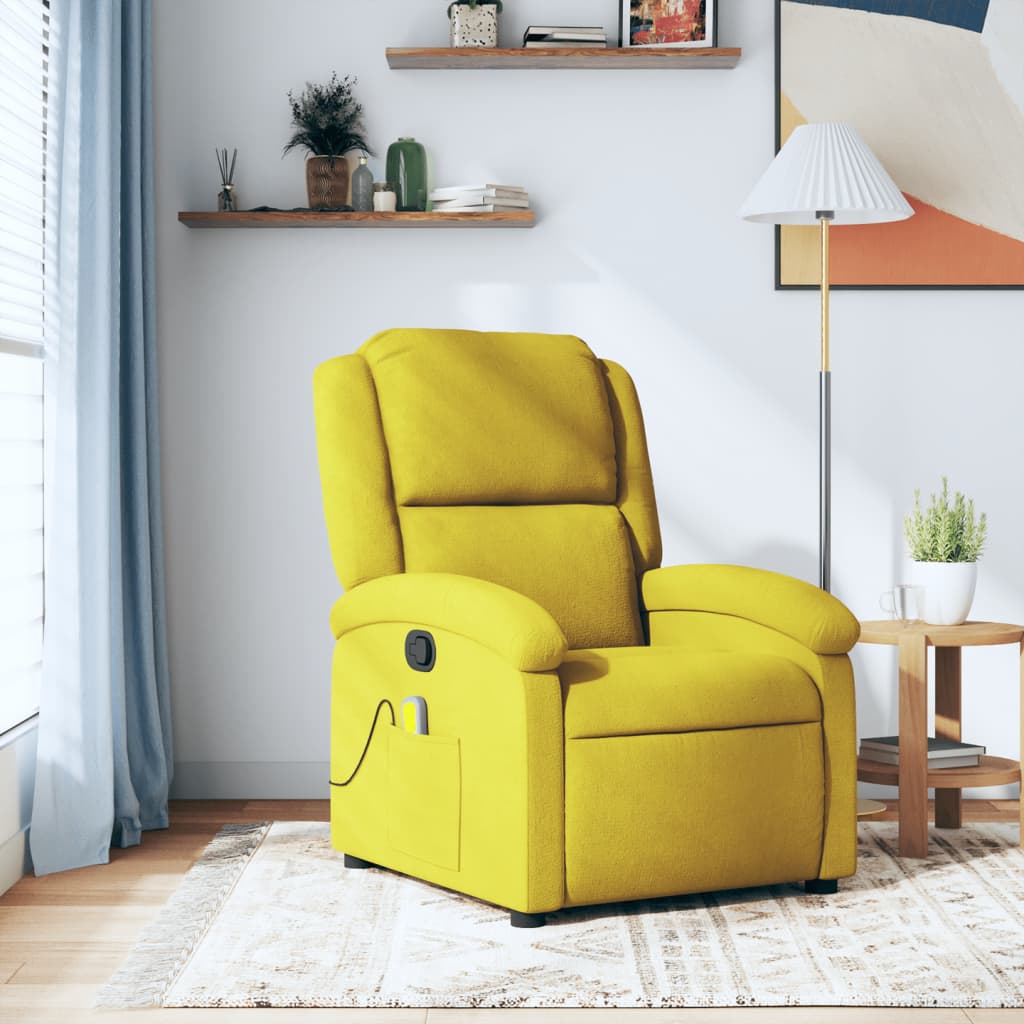 Fauteuil de massage inclinable jaune velours Fauteuils vidaXL   