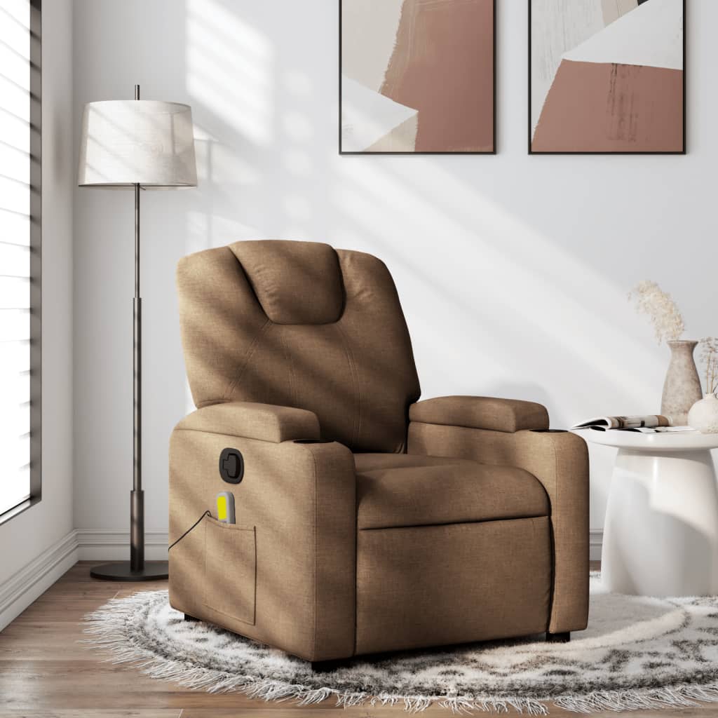 Fauteuil de massage inclinable Marron Tissu Fauteuils vidaXL   