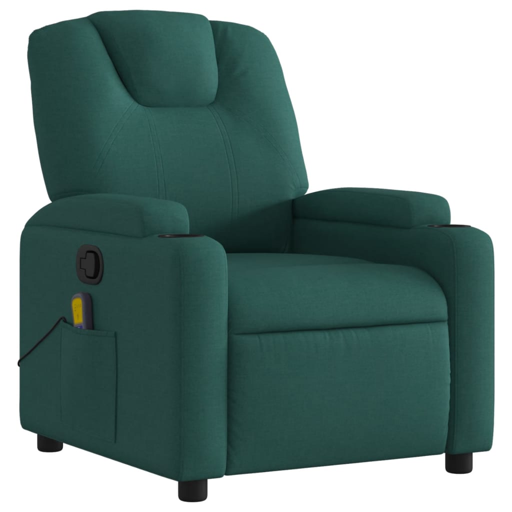 Fauteuil de massage inclinable Vert foncé Tissu Fauteuils vidaXL   