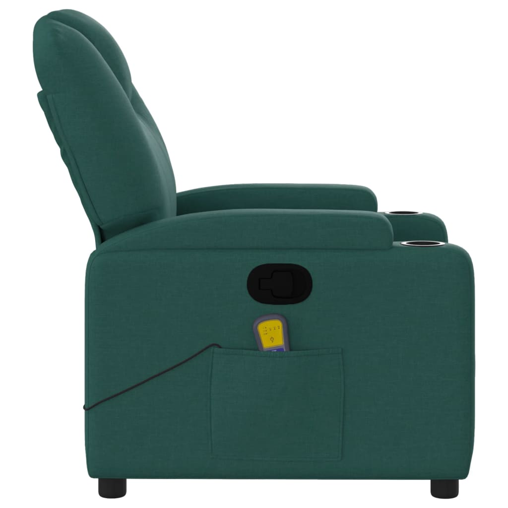 Fauteuil de massage inclinable Vert foncé Tissu Fauteuils vidaXL   