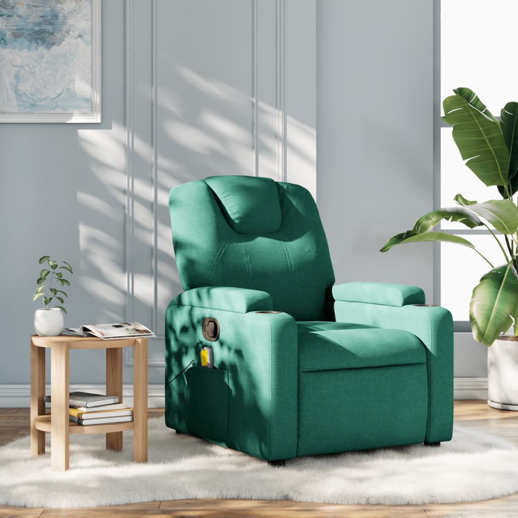 Fauteuil de massage inclinable Vert foncé Tissu Fauteuils vidaXL   