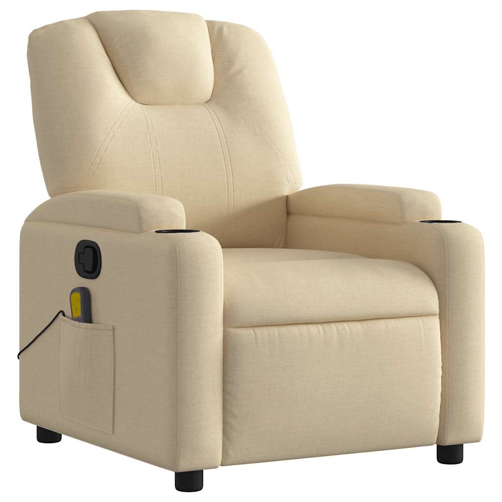 Fauteuil de massage inclinable Crème Tissu Fauteuils vidaXL