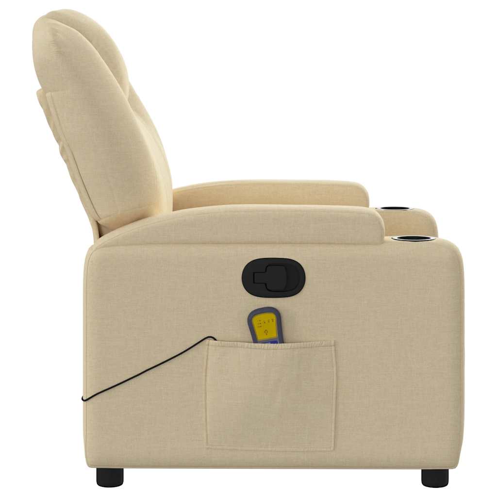 Fauteuil de massage inclinable Crème Tissu Fauteuils vidaXL