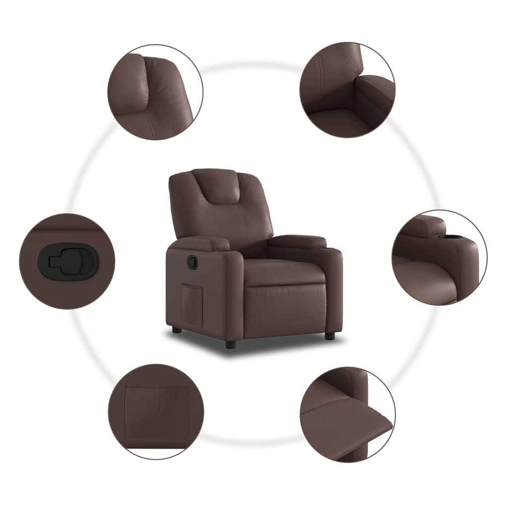 Fauteuil inclinable Marron Similicuir Fauteuils vidaXL   