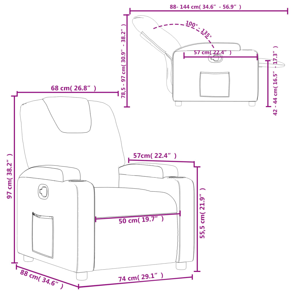 Fauteuil inclinable Marron Similicuir Fauteuils vidaXL   