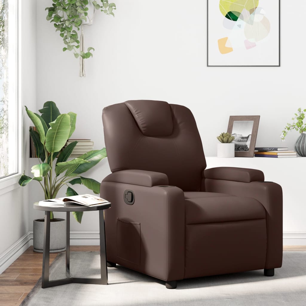 Fauteuil inclinable Marron Similicuir Fauteuils vidaXL   