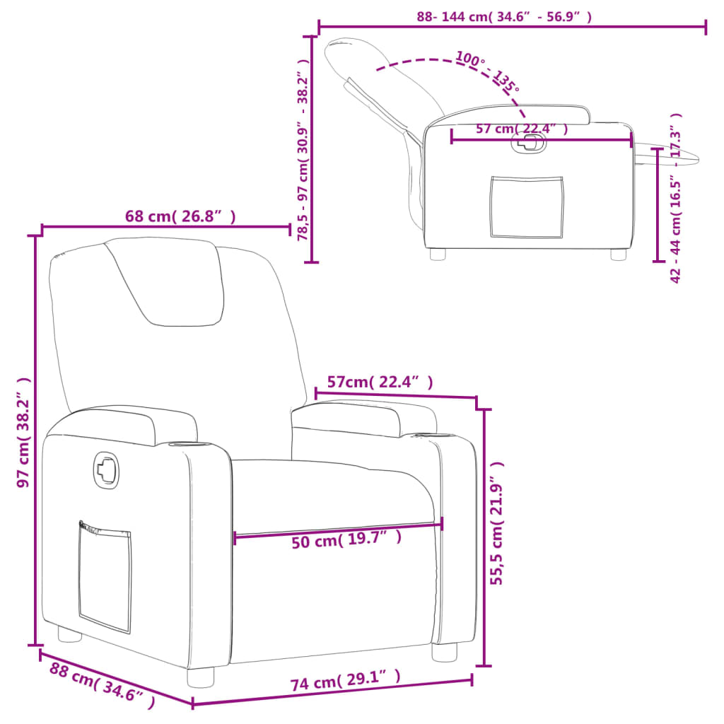 Fauteuil inclinable Gris Similicuir - Xios Store SNC