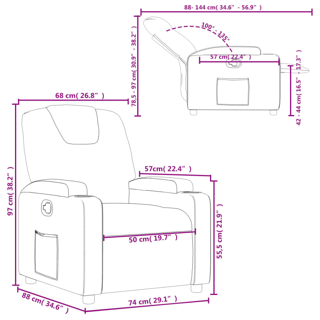 Fauteuil inclinable Rouge bordeaux Similicuir Fauteuils vidaXL   