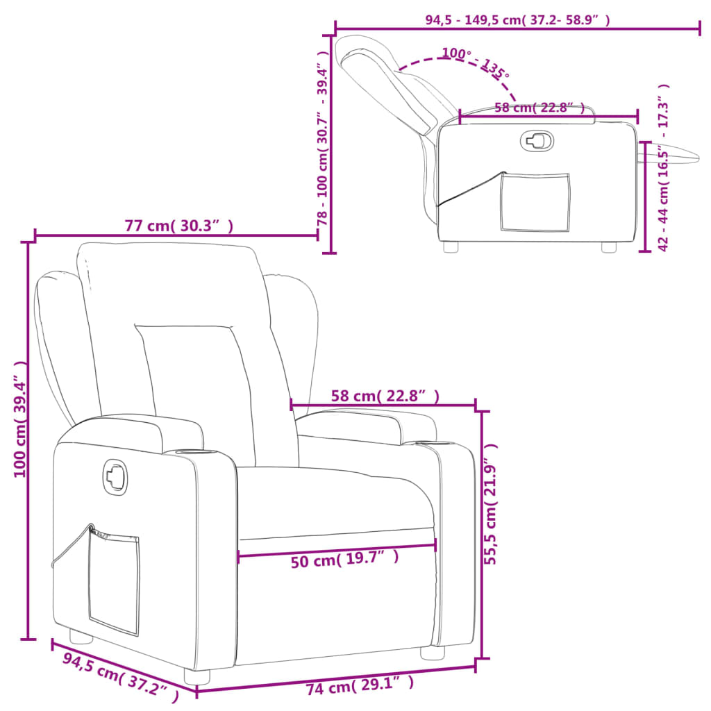 Fauteuil inclinable Noir Tissu Fauteuils vidaXL   