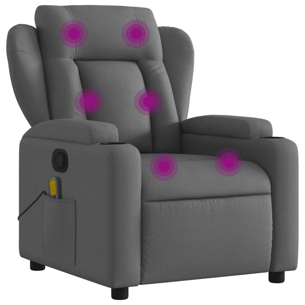 Fauteuil de massage inclinable Gris foncé Tissu Fauteuils vidaXL   