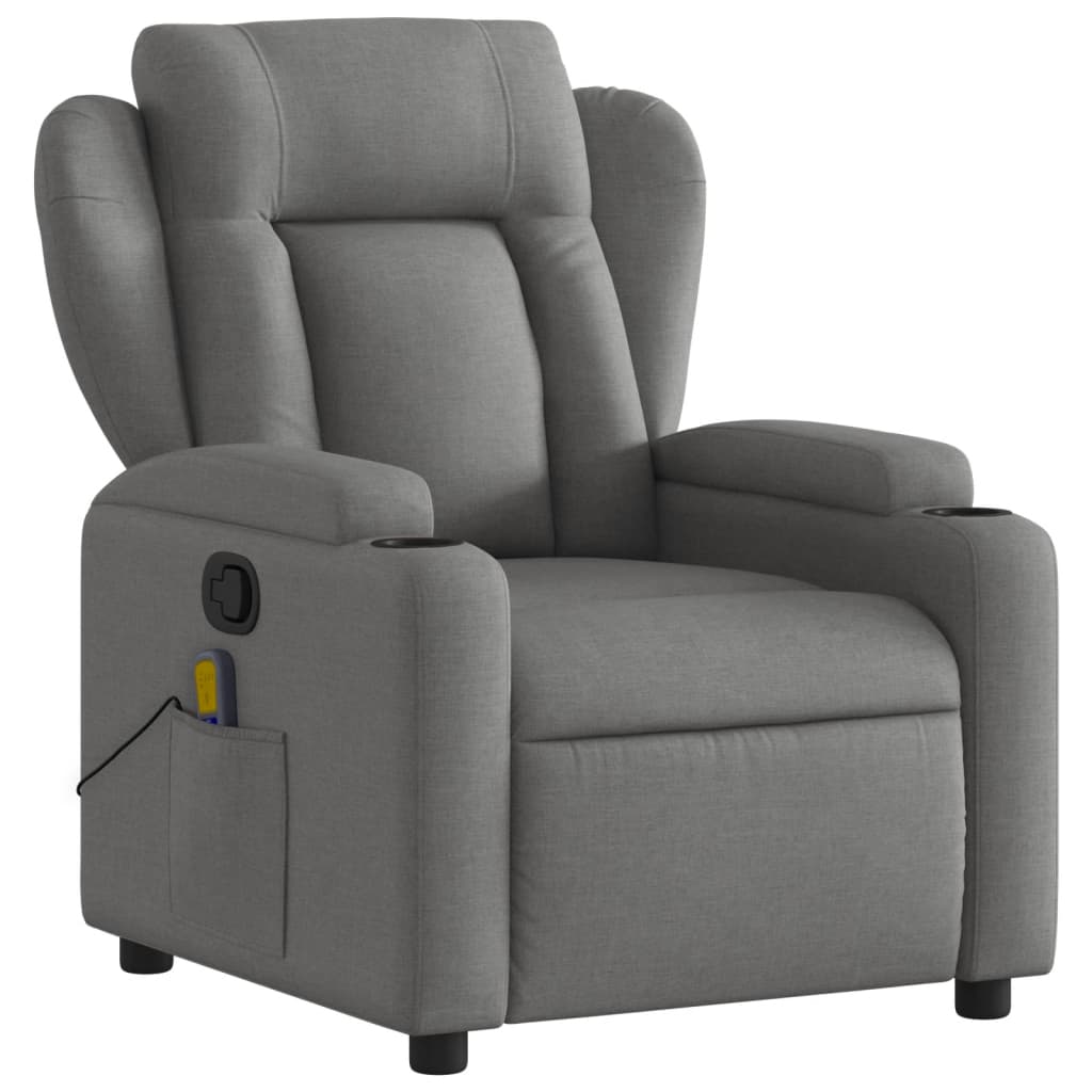 Fauteuil de massage inclinable Gris foncé Tissu Fauteuils vidaXL   