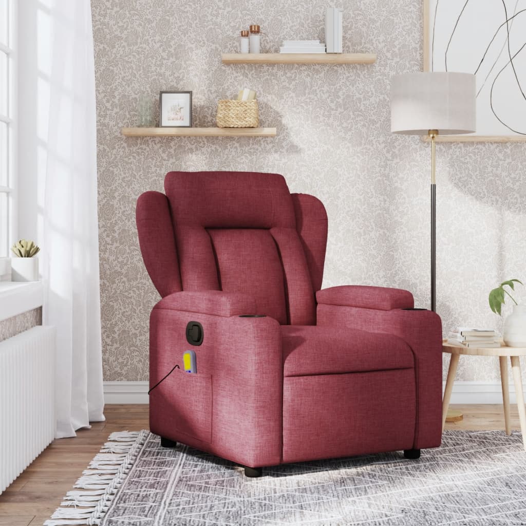 Fauteuil de massage inclinable Rouge bordeaux Tissu Fauteuils vidaXL   