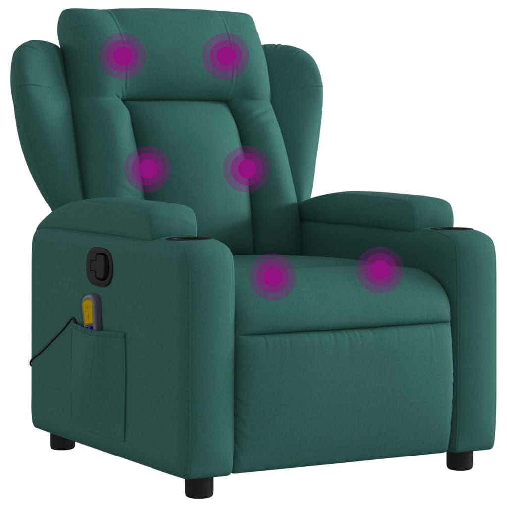 Fauteuil de massage inclinable Vert foncé Tissu Fauteuils vidaXL   