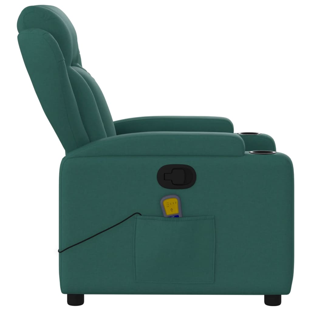 Fauteuil de massage inclinable Vert foncé Tissu Fauteuils vidaXL   