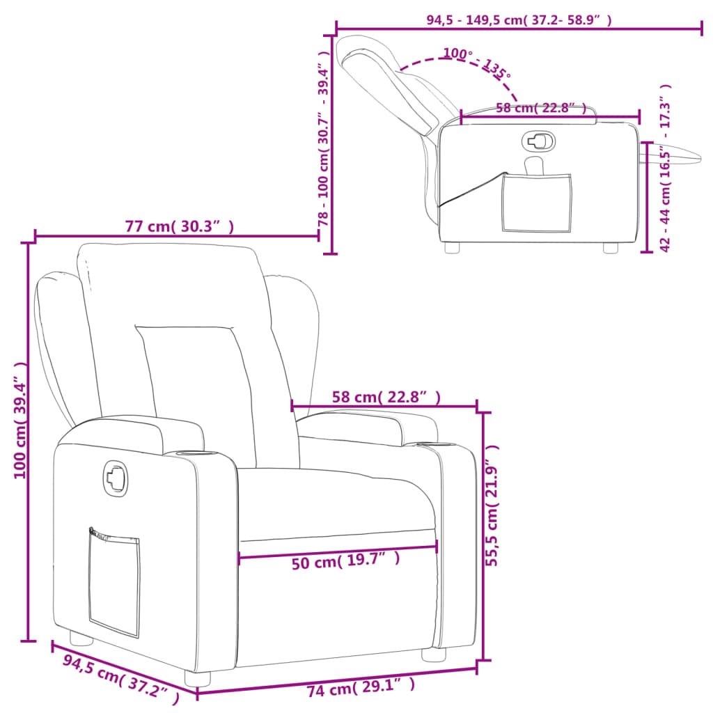 Fauteuil inclinable Rouge Similicuir Fauteuils vidaXL   