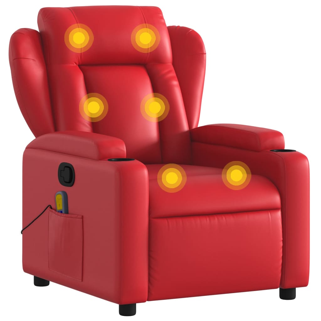 Fauteuil de massage inclinable rouge similicuir Fauteuils vidaXL   