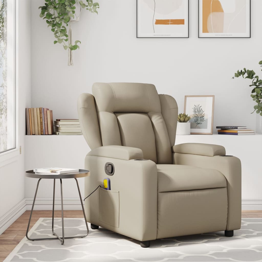 Fauteuil de massage inclinable Cappuccino Similicuir - Xios Store SNC