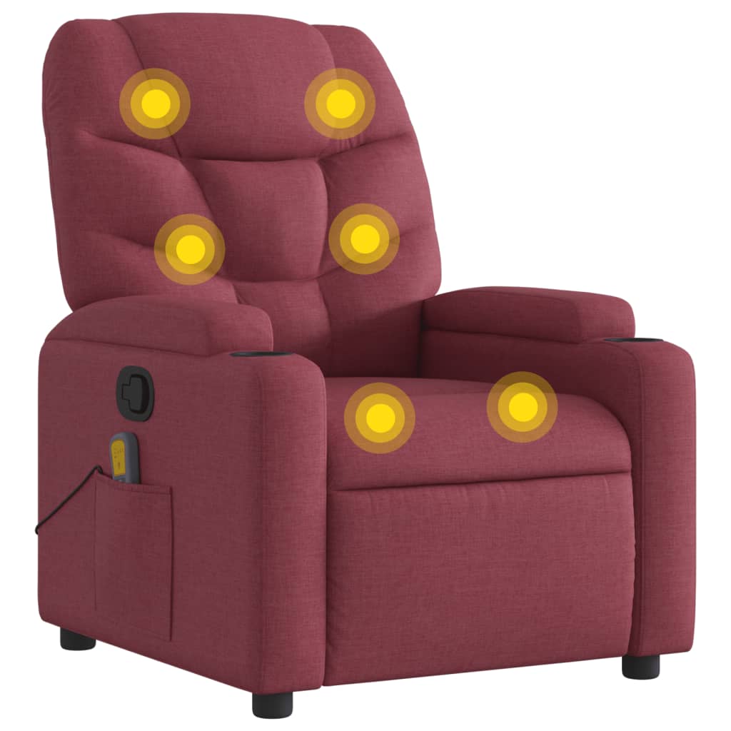 Fauteuil de massage inclinable Rouge bordeaux Tissu Fauteuils vidaXL   