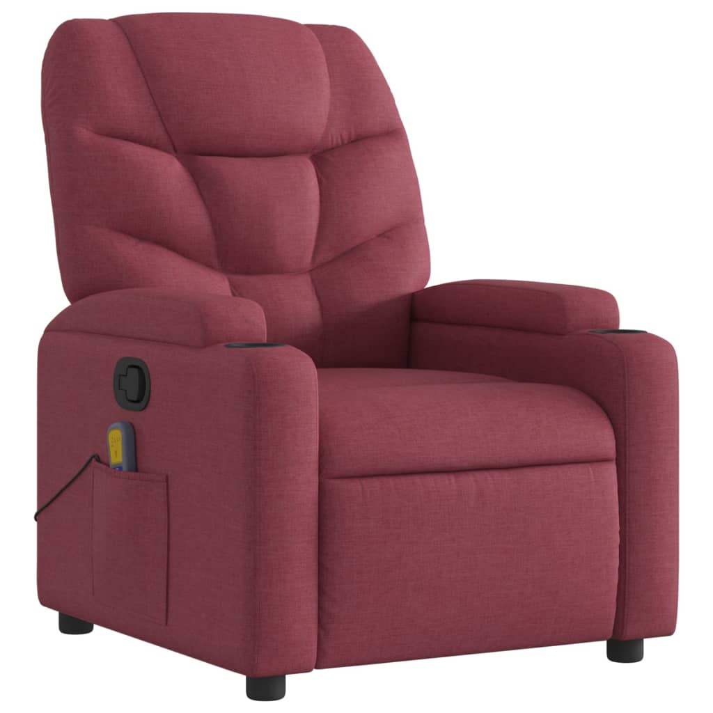 Fauteuil de massage inclinable Rouge bordeaux Tissu Fauteuils vidaXL   