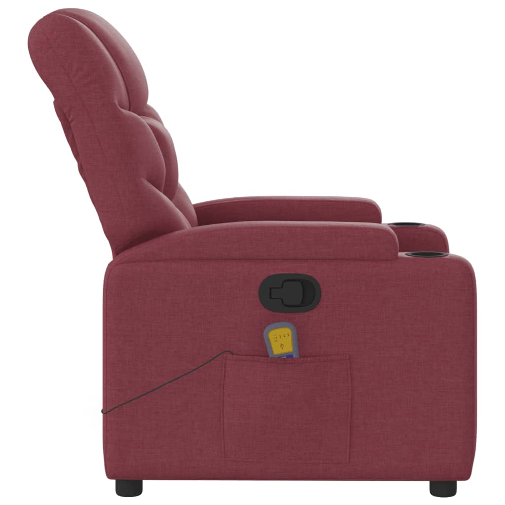 Fauteuil de massage inclinable Rouge bordeaux Tissu Fauteuils vidaXL   